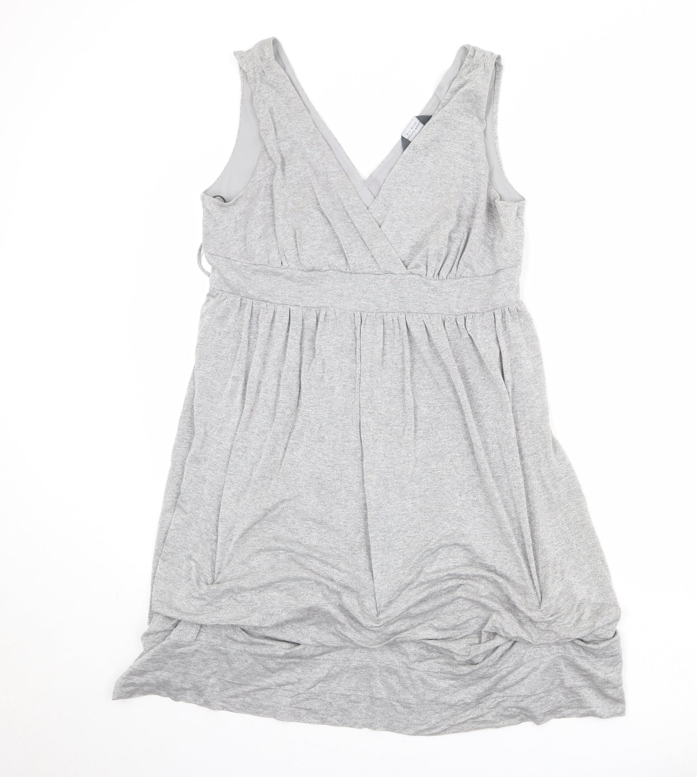 Dorothy Perkins Womens Silver Viscose A-Line Size 18 V-Neck Pullover