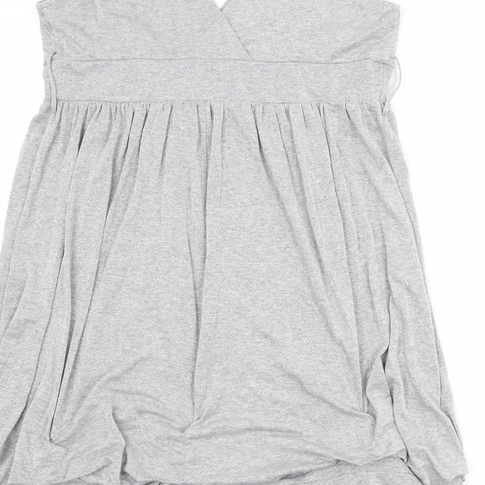 Dorothy Perkins Womens Silver Viscose A-Line Size 18 V-Neck Pullover