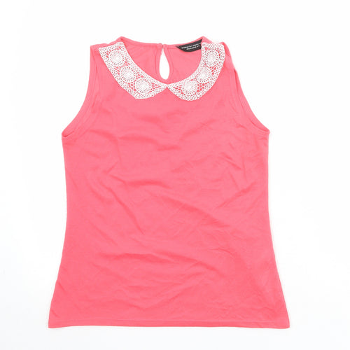 Dorothy Perkins Womens Pink Polyester Basic Tank Size 10 Boat Neck - Crochet Collar
