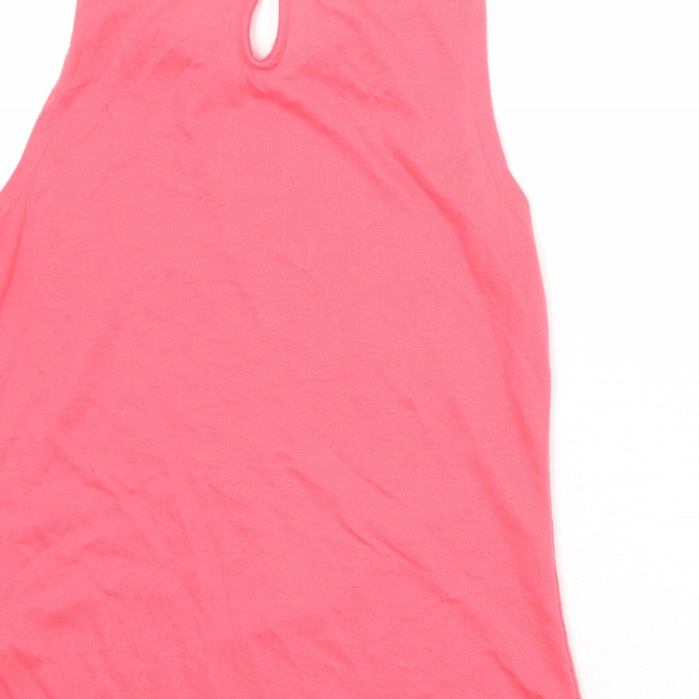 Dorothy Perkins Womens Pink Polyester Basic Tank Size 10 Boat Neck - Crochet Collar