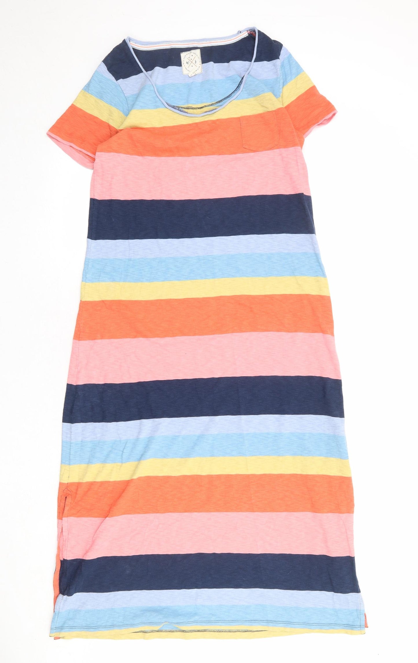 White Stuff Womens Multicoloured Striped 100% Cotton Maxi Size 12 Round Neck Pullover