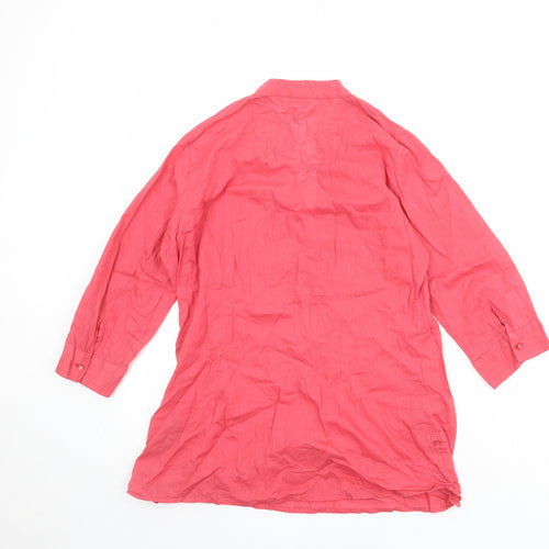 M&Co Womens Pink 100% Cotton Basic Blouse Size 12 Round Neck