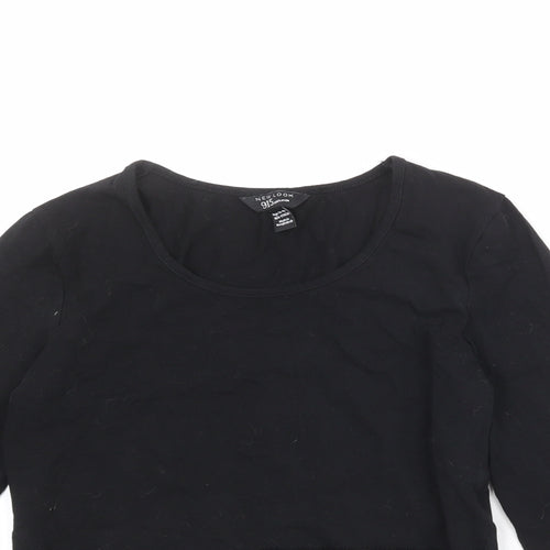 New Look Girls Black Cotton Cropped T-Shirt Size 14-15 Years Round Neck Pullover - Lace Details