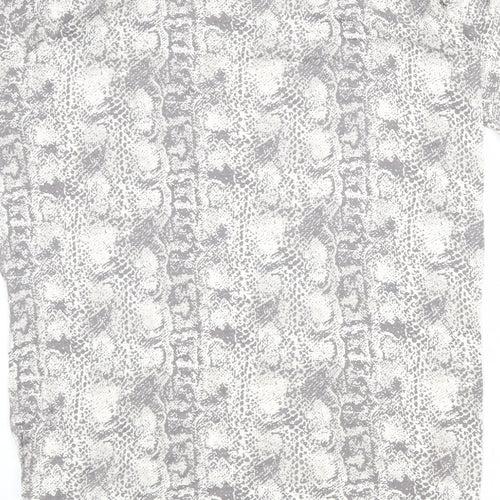 NEXT Womens Grey Geometric Viscose Basic T-Shirt Size 10 Round Neck