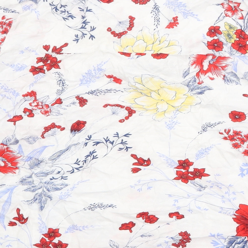 Marks and Spencer Womens Multicoloured Floral Viscose Basic Blouse Size 14 V-Neck