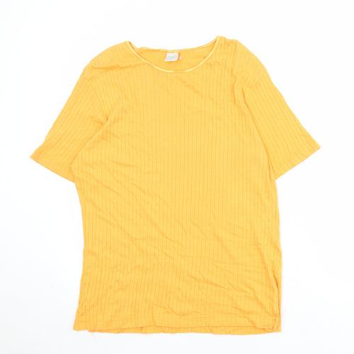 Canada Womens Orange Cotton Basic T-Shirt Size L Round Neck
