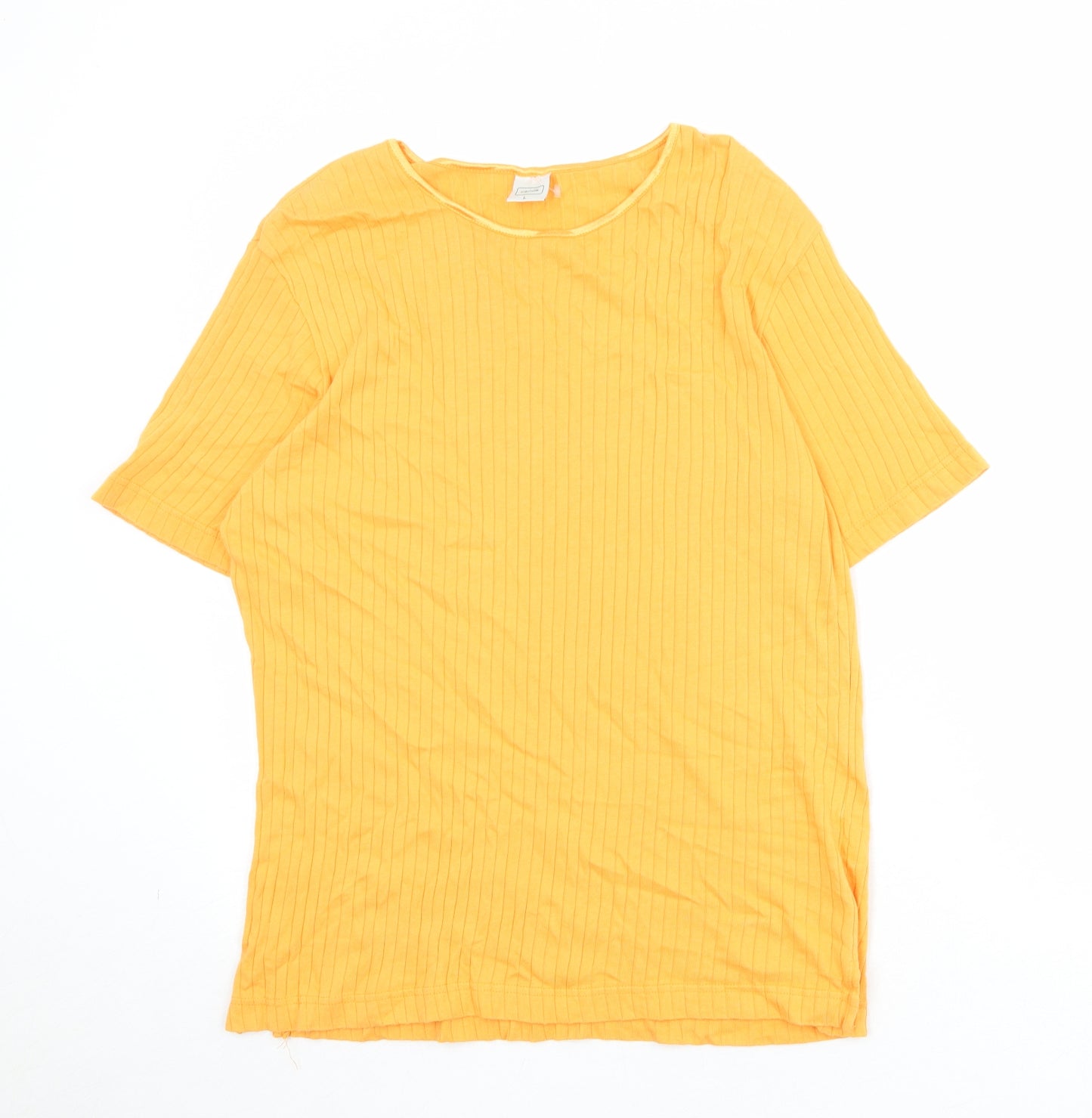 Canada Womens Orange Cotton Basic T-Shirt Size L Round Neck