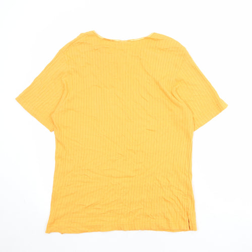 Canada Womens Orange Cotton Basic T-Shirt Size L Round Neck