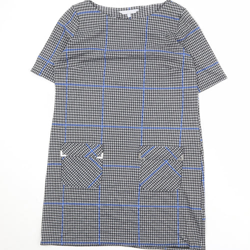 Red Herring Womens Grey Geometric Polyester A-Line Size 14 Round Neck Pullover