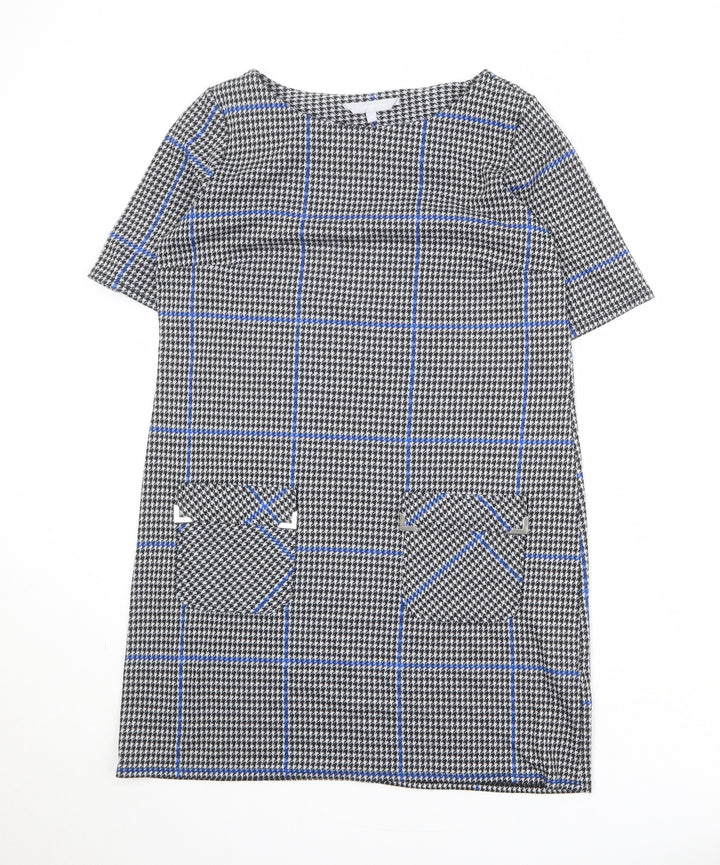 Red Herring Womens Grey Geometric Polyester A-Line Size 14 Round Neck Pullover