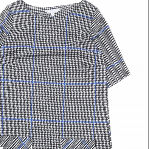 Red Herring Womens Grey Geometric Polyester A-Line Size 14 Round Neck Pullover