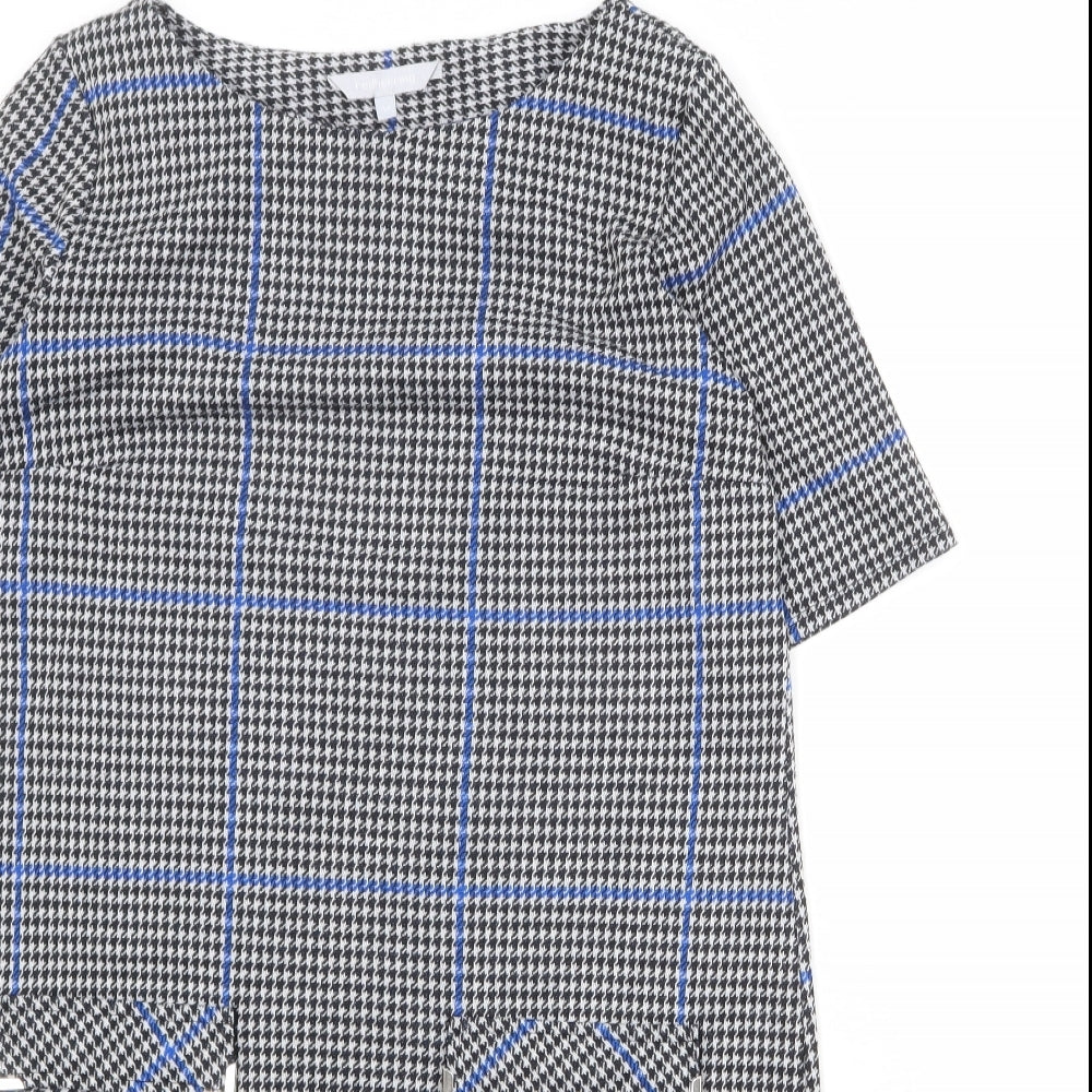 Red Herring Womens Grey Geometric Polyester A-Line Size 14 Round Neck Pullover