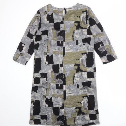 Pomodoro Womens Multicoloured Geometric Polyester A-Line Size 14 Round Neck Button