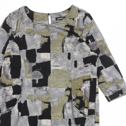 Pomodoro Womens Multicoloured Geometric Polyester A-Line Size 14 Round Neck Button