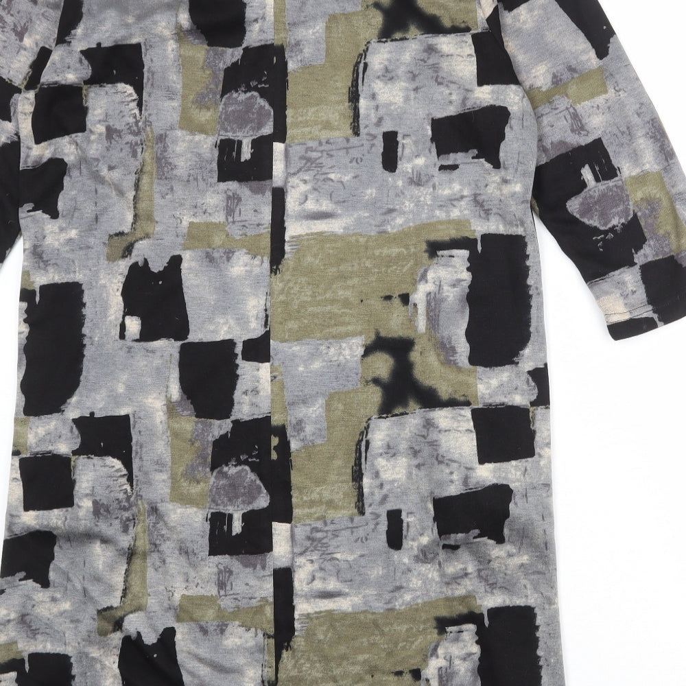 Pomodoro Womens Multicoloured Geometric Polyester A-Line Size 14 Round Neck Button