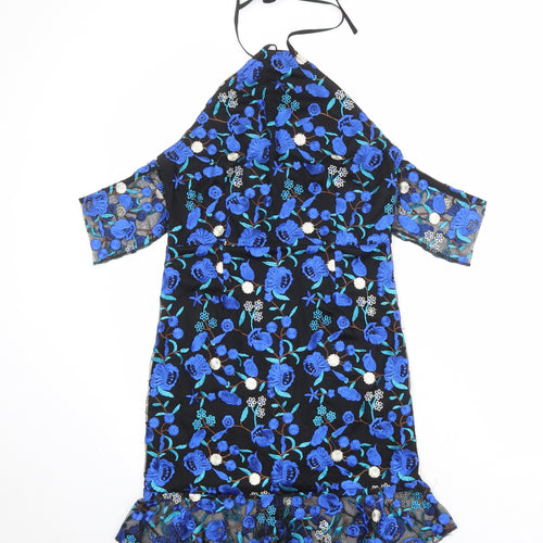 PRETTYLITTLETHING Womens Multicoloured Floral Polyester A-Line Size 10 Halter Zip - Cold Shoulder
