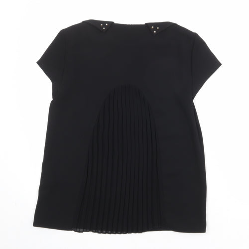 Zara Womens Black Polyester Basic T-Shirt Size M Round Neck