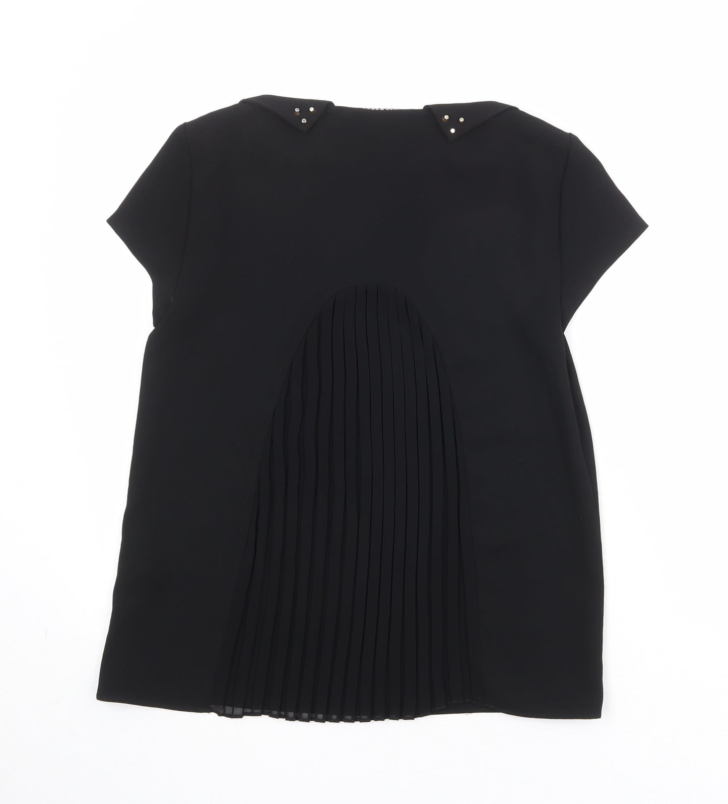 Zara Womens Black Polyester Basic T-Shirt Size M Round Neck