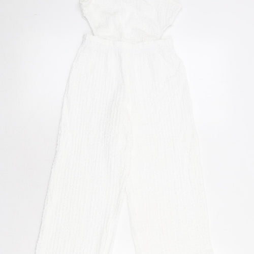 Zara Girls White Polyester Jumpsuit One-Piece Size 7 Years Pullover