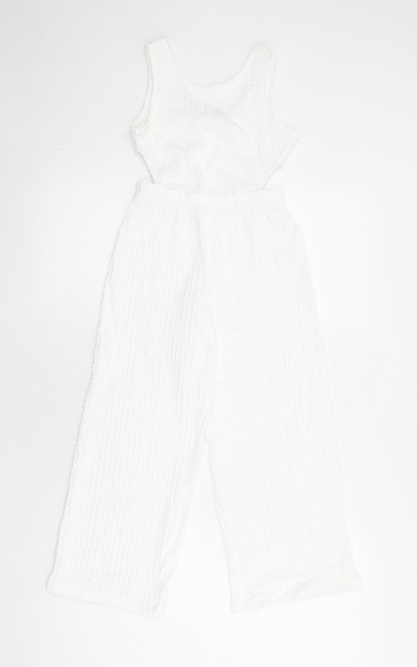 Zara Girls White Polyester Jumpsuit One-Piece Size 7 Years Pullover