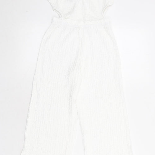 Zara Girls White Polyester Jumpsuit One-Piece Size 7 Years Pullover