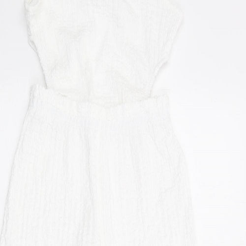 Zara Girls White Polyester Jumpsuit One-Piece Size 7 Years Pullover