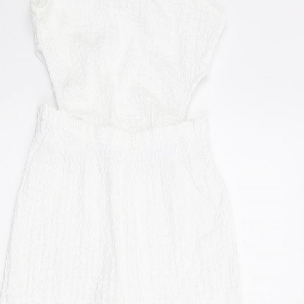 Zara Girls White Polyester Jumpsuit One-Piece Size 7 Years Pullover