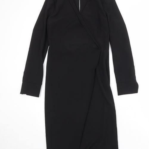 NEXT Womens Black Polyester Shift Size 6 V-Neck Zip