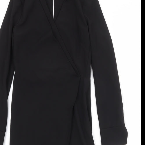 NEXT Womens Black Polyester Shift Size 6 V-Neck Zip