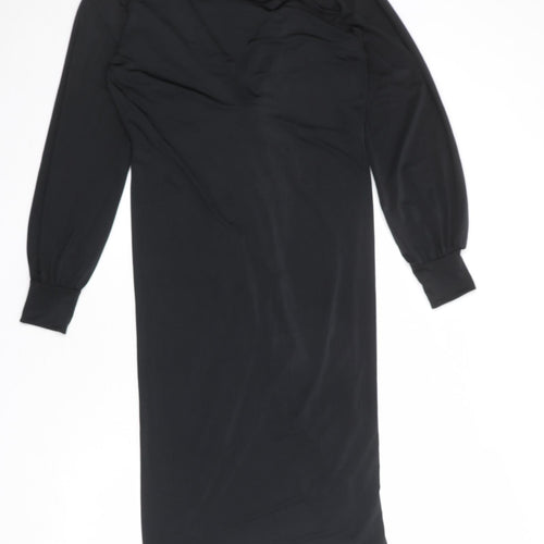 Boohoo Womens Black Polyester Shift Size 6 V-Neck Pullover