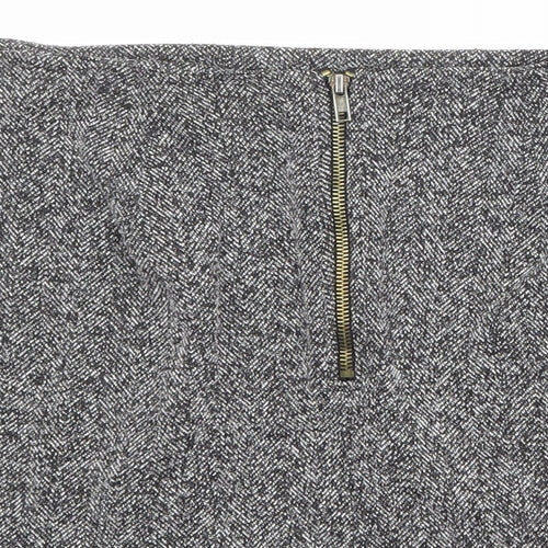 Topshop Womens Grey Cotton A-Line Skirt Size 10 Zip