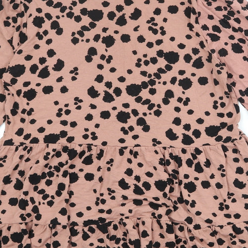 New Look Womens Pink Geometric Viscose Basic Blouse Size 10 Round Neck