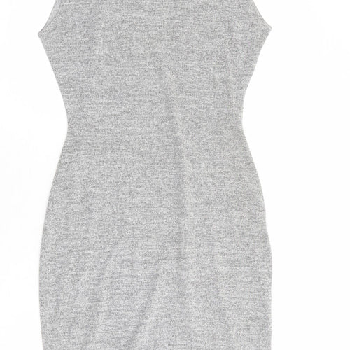 Miss Glitz Womens Grey Polyester Shift Size S Roll Neck Pullover - Size S-M