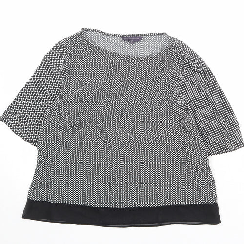 Marks and Spencer Womens Black Polka Dot Viscose Basic Blouse Size 12 Round Neck