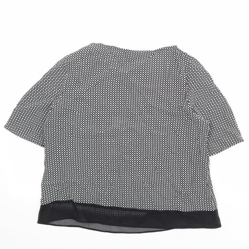 Marks and Spencer Womens Black Polka Dot Viscose Basic Blouse Size 12 Round Neck