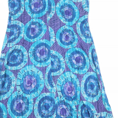 Adini Womens Multicoloured Geometric Polyester A-Line Size M Round Neck Button
