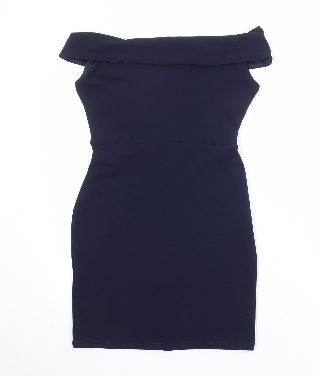 Girls On Film Womens Blue Polyester Shift Size 10 Off the Shoulder Pullover