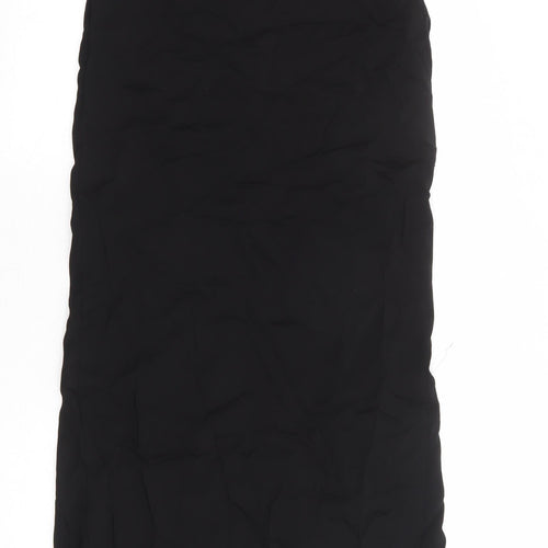 Zara Womens Black Viscose Tank Dress Size XS Round Neck Zip