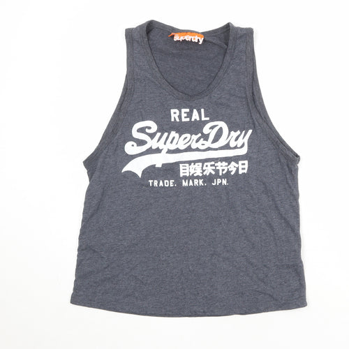 Superdry Womens Grey Cotton Basic Tank Size XS Round Neck
