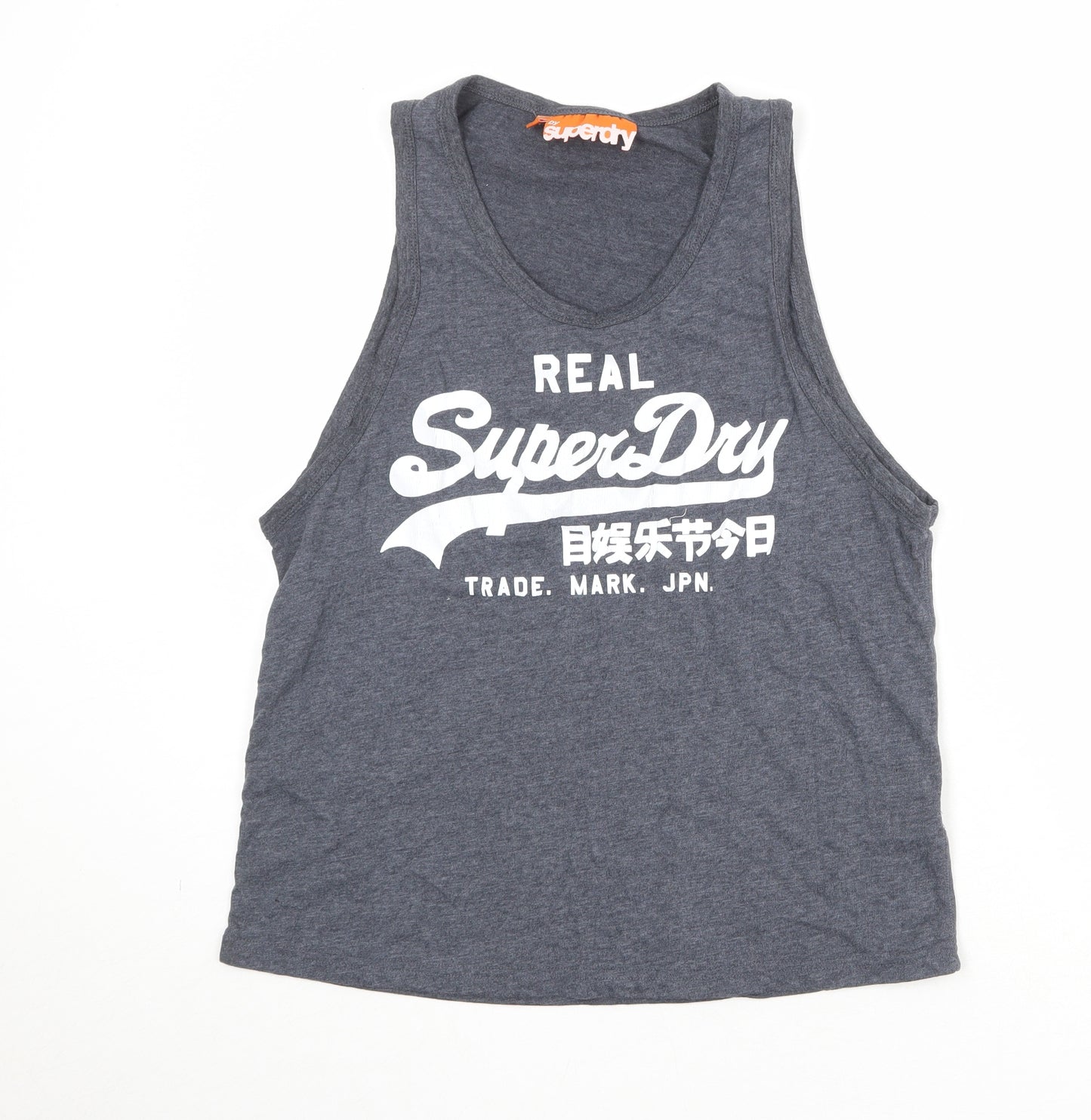 Superdry Womens Grey Cotton Basic Tank Size XS Round Neck