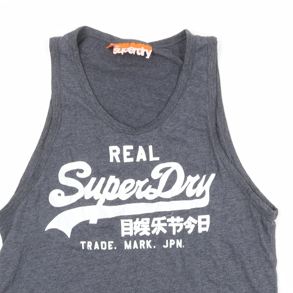 Superdry Womens Grey Cotton Basic Tank Size XS Round Neck
