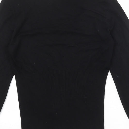 Planet Womens Black Round Neck Viscose Pullover Jumper Size M