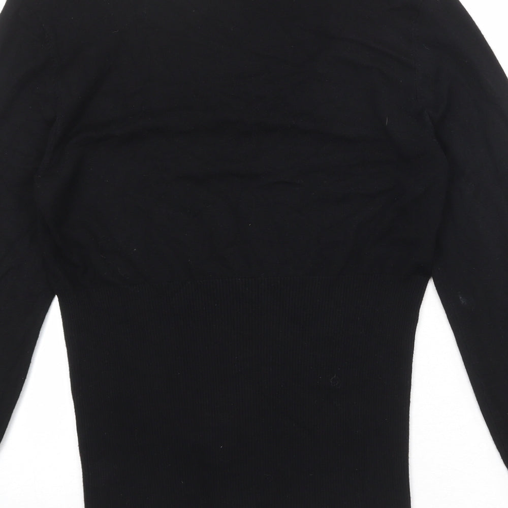 Planet Womens Black Round Neck Viscose Pullover Jumper Size M