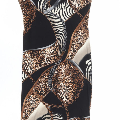 Zack Womens Multicoloured Geometric Polyester Tank Dress Size 8 Round Neck Pullover
