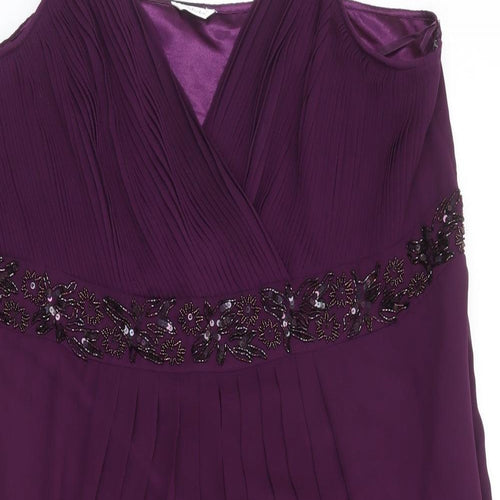 Berkertex Womens Purple Polyester A-Line Size 28 V-Neck Zip
