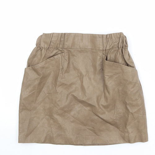 Zara Womens Brown Polyester A-Line Skirt Size XS