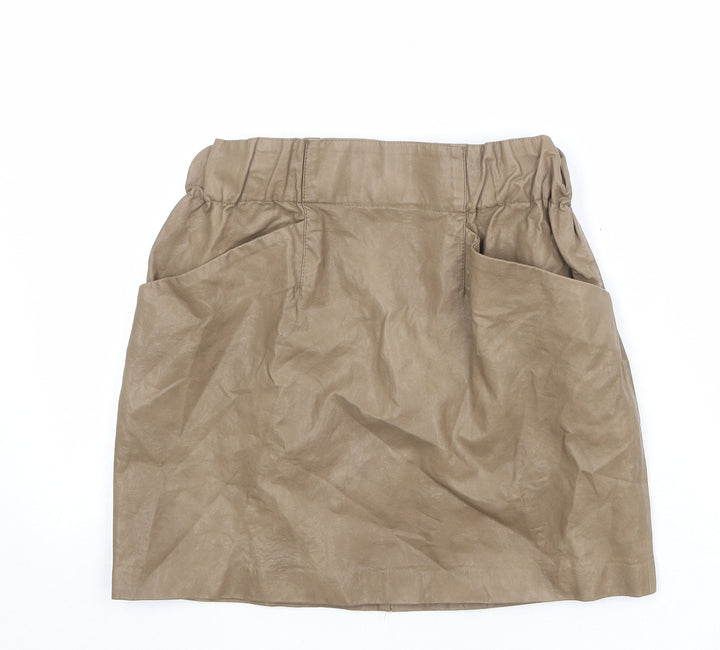 Zara Womens Brown Polyester A-Line Skirt Size XS
