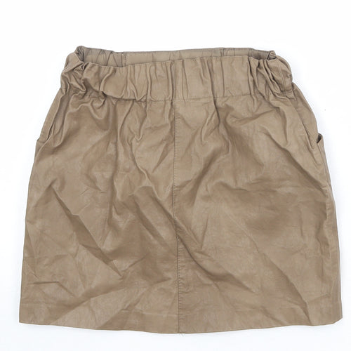 Zara Womens Brown Polyester A-Line Skirt Size XS
