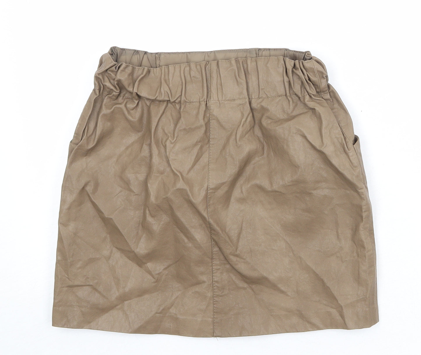 Zara Womens Brown Polyester A-Line Skirt Size XS