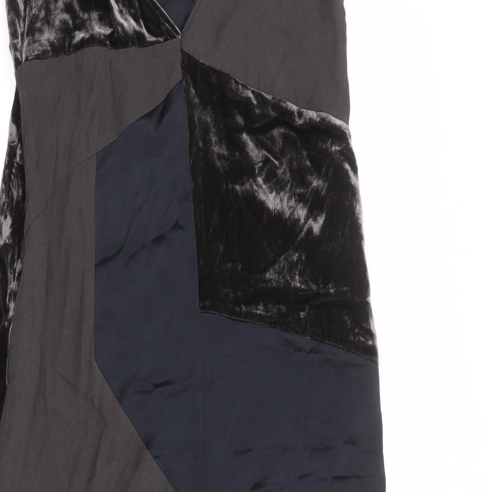 Zara Womens Black Geometric Viscose A-Line Size S V-Neck Pullover